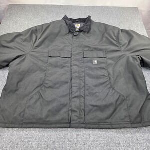 Carhartt Mens 5XL Black Quilted Lined Work Jacket Full Zip Corduroy Collar‎